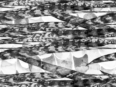 El çizimi, yapraklar ve çiçeklerle dikişsiz suluboya deseni..