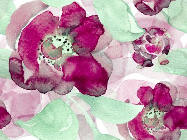 Klasik Peonie Eco Rapport. Yaz Çiçeği Arkaplanı. Botanik Çiçek İllüstrasyonu. Egzotik Mayo Tasarımı. Hawaii Kova Parmak izi. Suluboya Güller, Şakayık ve Yapraksız Kalıp.