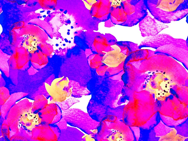 Watercolor Roses Peony Leaves Seamless Pattern Exotic Swimwear Design Hawaii — Stock Photo, Image