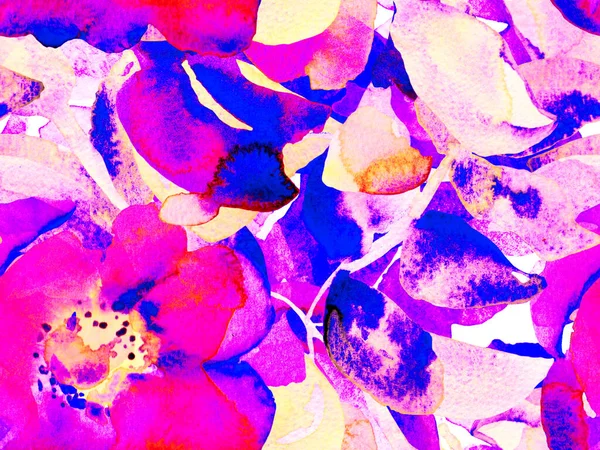 Fondo Flores Verano Ilustración Floral Botánica Acuarela Rosas Peonía Hojas — Foto de Stock