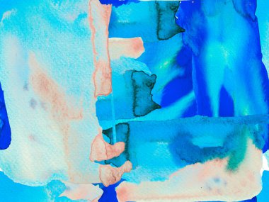 Psikedelik Kâğıt. Klasik Doku İllüstrasyonu. Suluboya kusursuz desen. Soyut Doku Arkaplanı. Geometrik Suluboya Kumaş Tasarımı. Sıvı, dikişsiz kiremit. Klasik Mavi ve İndigo