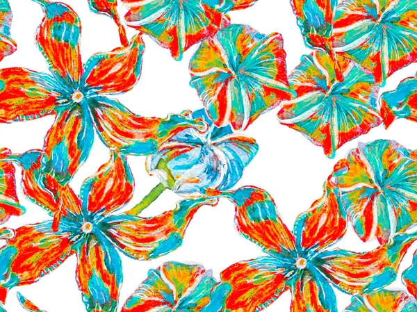 Floral Ayurveda Pattern Watercolor Citrus Orange Blooming Flowers Leaves Summer — Stock Photo, Image
