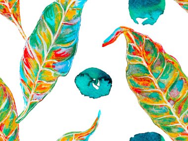 Yaz Vintage Arkaplanı. Biyo Jasmin Kusursuz Şablon. Canlı Sakura ve Jasmine Print. Klasik Mavi ve Lush Lav Kırmızı Suluboya Turuncu Çiçek ve Yapraklar. Çiçek Ayurveda Deseni.