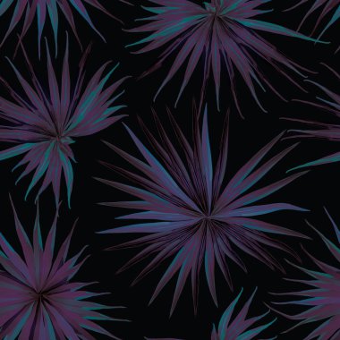 Palm Monstera Kusursuz Düzen. Indigo Tropik Yaz Arkaplanı. Plaj Ormanı Mayo Tasarımı Yaprakları. Lei Uyum. Klasik Hawai baskısı. Tropik Tekstil dokusu. Botanik fayansları.