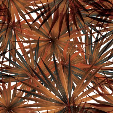 Palm Monstera Kusursuz Düzen. Turuncu Beyaz Tropikal Yaz Arkaplanı. Plaj Ormanı Mayo Tasarımı Yaprakları. Lei Uyum. Klasik Hawai baskısı. Egzotik doku. Botanik döşemesi.