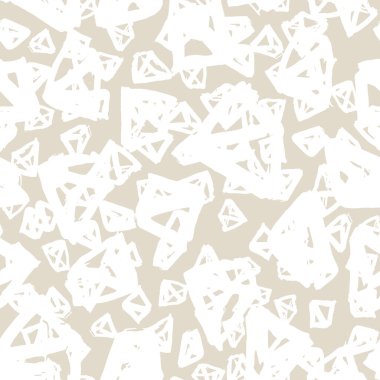 Üçgen desen. Beyaz fildişi geometrik dikişsiz doku. Tek renkli vektör tasarımı baskısı. Mimalistik grafik tekrar eden fayans. Basit geometri arkaplanı. Modern soyut doğrusal süs. 