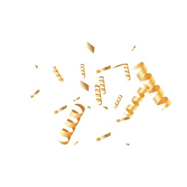  Altın konfetileri, kurdeleler. Parıldıyor. Bokeh geçmişi. Soyut altın yıldönümü davetiye şablonu. Düğün konsepti kartı. Uçan soyut parçacıklar. Patlama kutlama kartı.