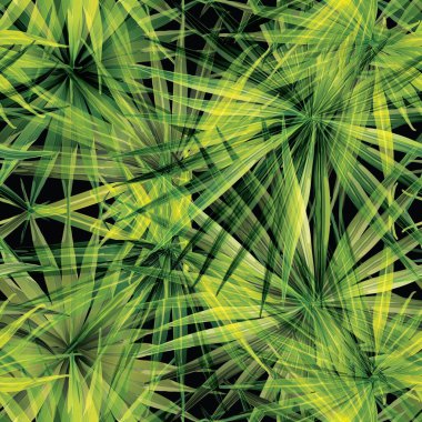 Palm Monstera Kusursuz Düzen. Yeşil Siyah Tropikal Yaz Arkaplanı. Plaj Ormanı Mayo Tasarımı Yaprakları. Lei Uyum. Klasik Hawai baskısı. Egzotik doku. Botanik fayansları.