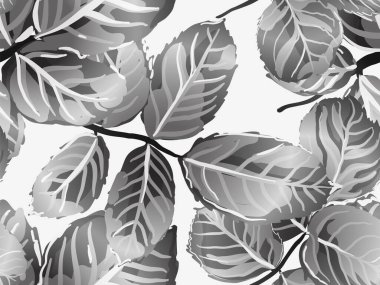 Yaz Tekstil Tasarımı. Romantik Botanik Vektör Geçmişi. Tekrarlanan Bahar Şakayığı Duvar Kağıdı. Boyalı İngiliz Yaprak Örnekleri Koleksiyonu. Monokrom ve Gri Pul Gülü Kusursuz Kalıp Bırakıyor.