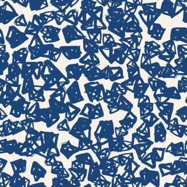 Üçgen desen. Mavi, beyaz, geometrik, dikişsiz doku. Tek renkli tasarım baskısı. Moda grafik tekrarı baskısı. Kimono geçmişi. Soyut soyut doğrusal süsleme. 