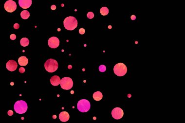 Kırmızı konfeti arka planı. Düşen gül ışıltısı. Davetiye, düğün, doğum günü, Noel kartı için grafiksel tasarım. Mutlu sürpriz fon. Soyut parçacık pankartı. Vektör şenlik konsepti. 