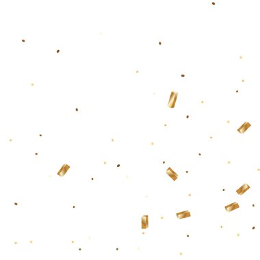  Altın konfetileri, kurdeleler. Parıldıyor. Bokeh geçmişi. Soyut altın yıldönümü davetiye şablonu. Düğün konsepti kartı. Uçan soyut parçacıklar. Patlama kutlama kartı.