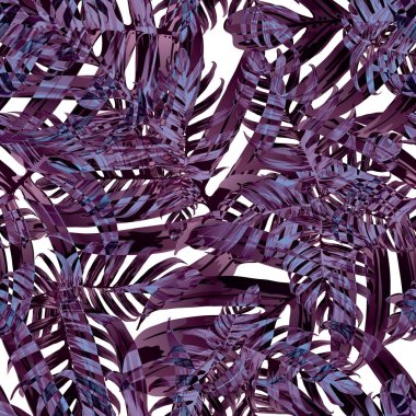 Palm Monstera Kusursuz Düzen. Mavi Siyah Tropikal Yaz Arkaplanı. Plaj Ormanı Mayo Tasarımı Yaprakları. Lei Uyum. Klasik Hawai baskısı. Egzotik doku. Botanik fayansları.