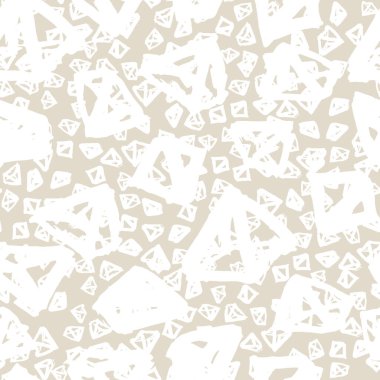 Üçgen desen. Beyaz fildişi geometrik dikişsiz doku. Tek renkli vektör tasarımı baskısı. Mimal grafik tekrar eden fayans. Suluboya geometri arka planı. Soyut soyut doğrusal süsleme. 