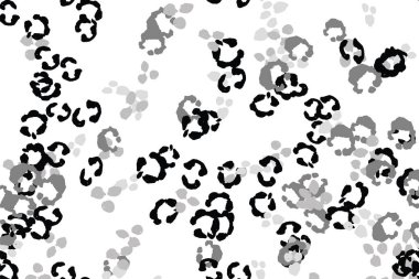 Leopar siyah, beyaz, gri vektör arkaplan. Mürekkeple çizilmiş hayvan kamuflajı. Leopar desenli yaz arkaplanı. Doymuş kabile baskısı. Minimum geometrik Afrikalı kaplama şablonu. İzole edilmiş siluet.