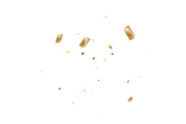  Altın konfetileri, kurdeleler. Parıldıyor. Bokeh geçmişi. Soyut altın yıldönümü davetiye şablonu. Düğün konsepti kartı. Uçan soyut parçacıklar. Patlama kutlama kartı.