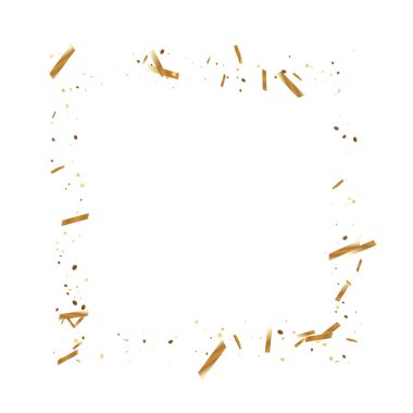  Altın konfetileri, kurdeleler. Parıldıyor. Bokeh geçmişi. Soyut altın yıldönümü davetiye şablonu. Düğün konsepti kartı. Uçan soyut parçacıklar. Patlama kutlama kartı.