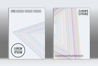 Minimum pankart. Vektör geometrik kaplama. Hippi modası rapor şablonu. Fütürist çizgi gradyan grafik tasarım broşürleri. Moda düzeni asgari düzeyde. Çizgili pankartlar. Retro pankart dizayn seti.