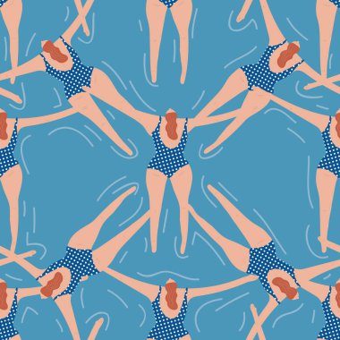 Havuzdaki yüzücüler pürüzsüz. Mayolu yaz vektörleri. Sağlıklı yaşam tarzı Hawai 'li turistler. Denizin en iyi manzaralı insanları. Erkekler ve kızlar için plaj ıslak partisi. Suda yüzücüler. 