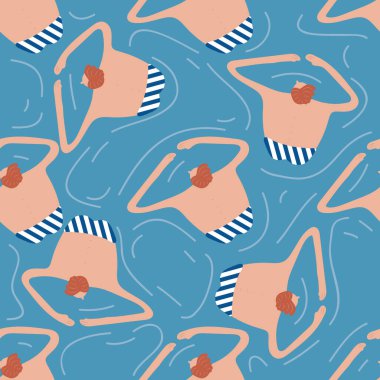 Havuzdaki yüzücüler pürüzsüz. Mayolu yaz vektörleri. Sağlıklı yaşam tarzı Hawai 'li turistler. Denizin en iyi manzaralı insanları. Erkekler ve kızlar için plaj ıslak partisi. Suda yüzücüler. 