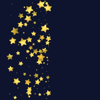 Yıldız altın konfetisi. Işık vektörü arka planı kutlar. Şeffaf arkaplanda altın parıltılar ve noktalar. Noel partisi davetiye şablonu. Düşen altın konfetileri. Parıldayan arkaplan. 