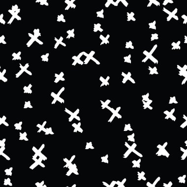 Çapraz model. Siyah, beyaz, geometrik, pürüzsüz doku. Tek renkli tasarım baskısı. Moda grafik yinelenen fayans. Suluboya geometri arka planı. Modern soyut doğrusal süs. 