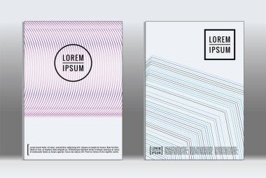 Minimum pankart. Vektör geometrik kaplama. Hippi modası rapor şablonu. Fütürist çizgi gradyan grafik tasarım broşürleri. Moda düzeni asgari düzeyde. Çizgili pankartlar. Retro pankart dizayn seti.