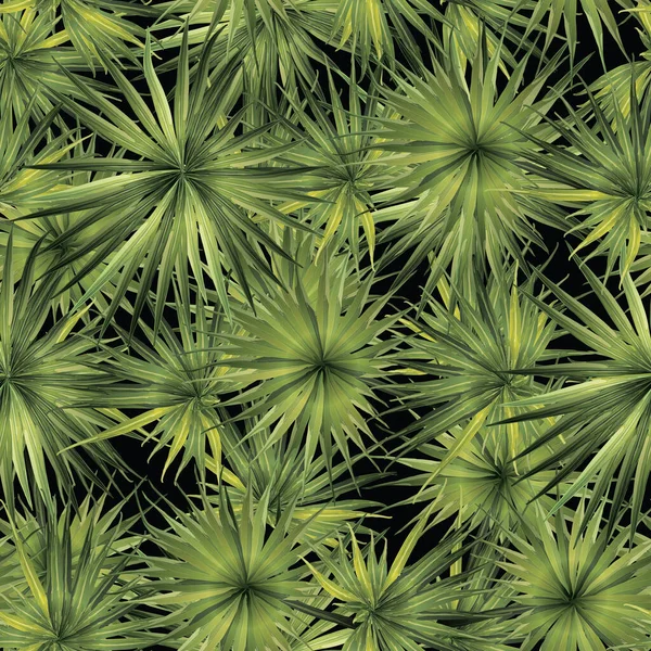 Palm Monstera Kusursuz Düzen. Yeşil Siyah Tropikal Yaz Arkaplanı. Plaj Ormanı Mayo Tasarımı Yaprakları. Lei Uyum. Retro Hawai baskısı. Egzotik doku. Botanik fayansları.