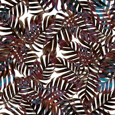 Palm Monstera Kusursuz Düzen. Turuncu Siyah Tropikal Yaz Arkaplanı. Plaj Ormanı Mayo Tasarımı Yaprakları. Lei Uyum. Retro Hawai baskısı. Egzotik doku. Botanik döşemesi.