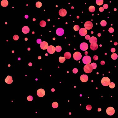 Kırmızı konfeti arka planı. Düşen gül ışıltısı. Davetiye, düğün, doğum günü, Noel kartı için grafiksel tasarım. Mutlu sürpriz fon. Soyut parçacık pankartı. Vektör şenlik konsepti. 