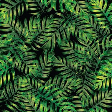Palm Monstera Kusursuz Düzen. Yeşil Siyah Tropikal Yaz Arkaplanı. Plaj Ormanı Mayo Tasarımı Yaprakları. Lei Uyum. Klasik Hawai baskısı. Egzotik doku. Botanik döşemesi.