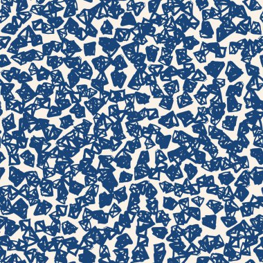 Üçgen desen. İndigo geometrik dikişsiz doku. Tek renkli vektör tasarımı baskısı. Fütürist grafik tekrar eden fayans. Elmas arka plan. Soyut soyut doğrusal süsleme. 