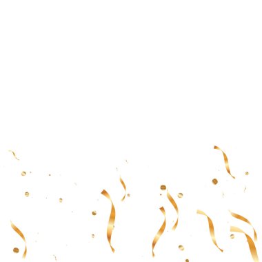  Altın konfetileri, kurdeleler. Parıldıyor. Bokeh geçmişi. Soyut altın yıldönümü davetiye şablonu. Düğün konsepti kartı. Uçan soyut parçacıklar. Patlama kutlama kartı.