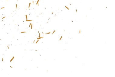  Altın konfetileri, kurdeleler. Parıldıyor. Bokeh geçmişi. Soyut altın yıldönümü davetiye şablonu. Düğün konsepti kartı. Uçan soyut parçacıklar. Patlama kutlama kartı.