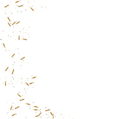  Altın konfetileri, kurdeleler. Parıldıyor. Bokeh geçmişi. Soyut altın yıldönümü davetiye şablonu. Düğün konsepti kartı. Uçan soyut parçacıklar. Patlama kutlama kartı.