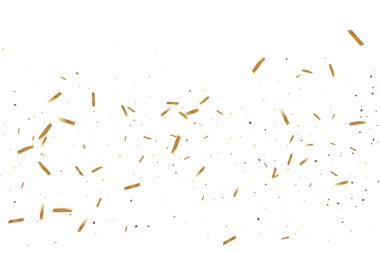  Altın konfetileri, kurdeleler. Parıldıyor. Bokeh geçmişi. Soyut altın yıldönümü davetiye şablonu. Düğün konsepti kartı. Uçan soyut parçacıklar. Patlama kutlama kartı.