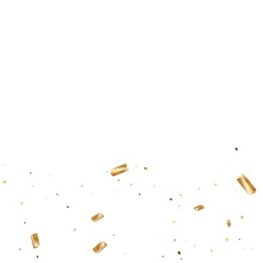  Altın konfetileri, kurdeleler. Parıldıyor. Bokeh geçmişi. Soyut altın yıldönümü davetiye şablonu. Düğün konsepti kartı. Uçan soyut parçacıklar. Patlama kutlama kartı.