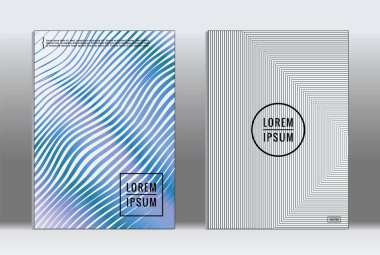 Minimum pankart. Vektör geometrik kaplama. Hippi modası rapor şablonu. Fütürist çizgi gradyan grafik tasarım broşürleri. Moda düzeni asgari düzeyde. Çizgili pankartlar. Retro pankart dizayn seti.