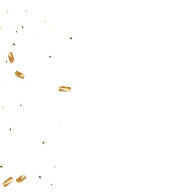  Altın konfetileri, kurdeleler. Parıldıyor. Bokeh geçmişi. Soyut altın yıldönümü davetiye şablonu. Düğün konsepti kartı. Uçan soyut parçacıklar. Patlama kutlama kartı.