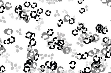 Leopar siyah, beyaz, gri vektör arkaplan. Mürekkeple çizilmiş hayvan kamuflajı. Leopar desenli yaz arkaplanı. Doymuş kabile baskısı. Minimum geometrik Afrikalı kaplama şablonu. İzole edilmiş siluet.