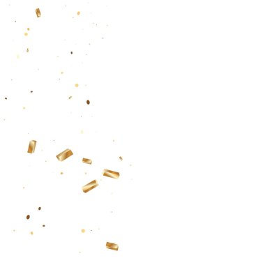  Altın konfetileri, kurdeleler. Parıldıyor. Bokeh geçmişi. Soyut altın yıldönümü davetiye şablonu. Düğün konsepti kartı. Uçan soyut parçacıklar. Patlama kutlama kartı.