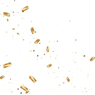  Altın konfetileri, kurdeleler. Parıldıyor. Bokeh geçmişi. Soyut altın yıldönümü davetiye şablonu. Düğün konsepti kartı. Uçan soyut parçacıklar. Patlama kutlama kartı.