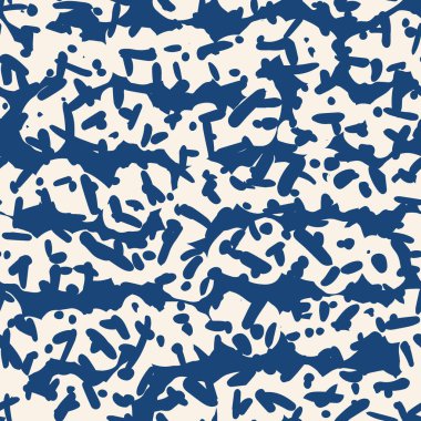 İndigo çizgili desen. Mavi doku. Vektör shibori kusursuz iz. Organik suluboya arka plan. Boyalı fayans. Geometrik halk düzeni. El çizimi Japon batik arka planı. Kırsal şerit suluboya