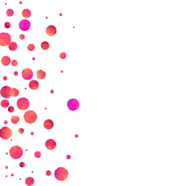 Kırmızı konfeti arka planı. Düşen gül ışıltısı. Davetiye, düğün, doğum günü, Noel kartı için grafiksel tasarım. Sevgililer Günü arkaplanı. Soyut parçacık pankartı. Vektör şenlik konsepti. 