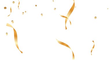  Altın konfetileri, kurdeleler. Parıldıyor. Bokeh geçmişi. Soyut altın yıldönümü davetiye şablonu. Düğün konsepti kartı. Uçan soyut parçacıklar. Patlama kutlama kartı.