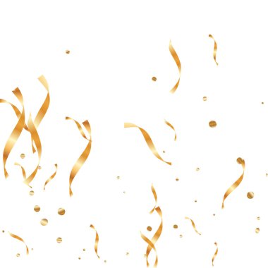  Altın konfetileri, kurdeleler. Parıldıyor. Bokeh geçmişi. Soyut altın yıldönümü davetiye şablonu. Düğün konsepti kartı. Uçan soyut parçacıklar. Patlama kutlama kartı.