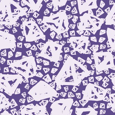 Üçgen desen. Mor geometrik dikişsiz doku. Düz vektör tasarım baskısı. Mimalistik grafik tekrar eden fayans. Mürekkeple çizilmiş geometri arka planı. Soyut soyut doğrusal süsleme. 