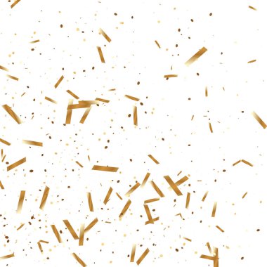  Altın konfetileri, kurdeleler. Parıldıyor. Bokeh geçmişi. Soyut altın yıldönümü davetiye şablonu. Düğün konsepti kartı. Uçan soyut parçacıklar. Patlama kutlama kartı.