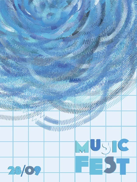 Музыкальная Обложка Темно Синих Индиго Белых Тонах Листовка Школьного Концерта — стоковый вектор