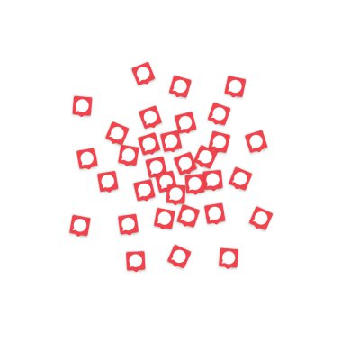 Sohbet bildirim baloncuklarıyla sosyal medya arka planı. Küresel ağda iletişim. Sosyal medya pazarlama blog sayfası için vektör illüstrasyonu. Sohbet simgesi bildirimleri beyaz üzerine izole edildi. 